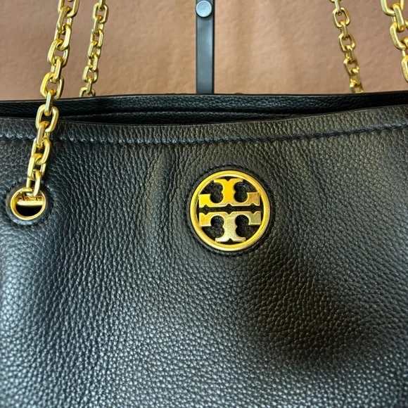 Tory Burch Black Tote with Gold Accents - Picture 5 of 10